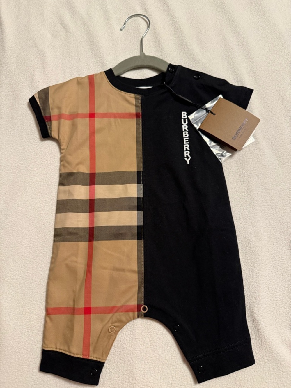 Burberry Two-Tone Nova Check & Black Baby Romper